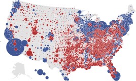 New York Times county bubbles map, presidential results (screencap)