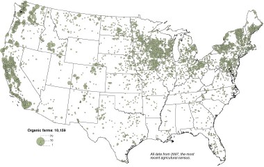 Organic farms in the U.S. (NY Times)