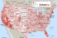 RealityTrac map of foreclosures in the U.S., 2008 (thumbnail)