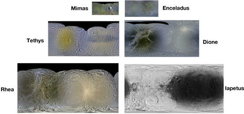 Paul Schenk: global colour mosaics of six mid-sized Saturnian moons