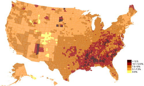 Slate interactive map of diabetes in America